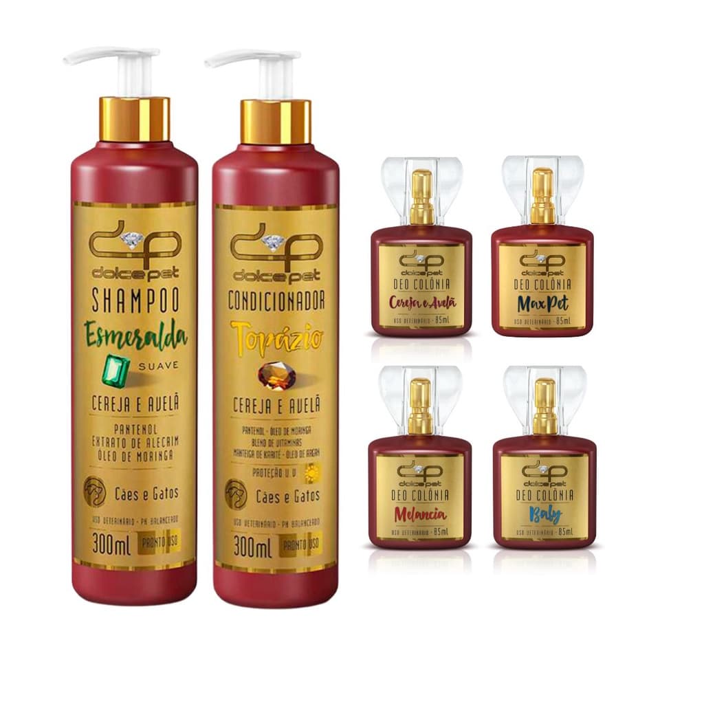 Kit Dolce Pet Shampoo Suave Condicionador 300ml Colonia Cães