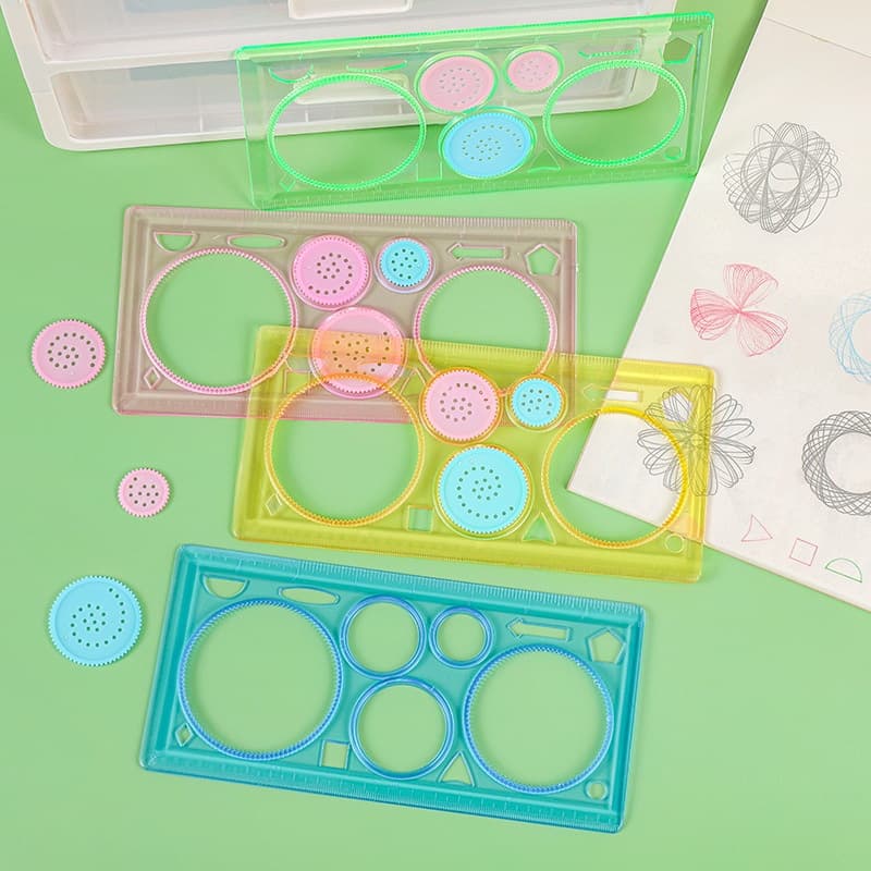 Caleidoscópio Criativo Régua De Desenho Multifuncional Estudante Escala 20cm Plástico Conjunto Infantil Papelaria Material para estudantes Material de escritório