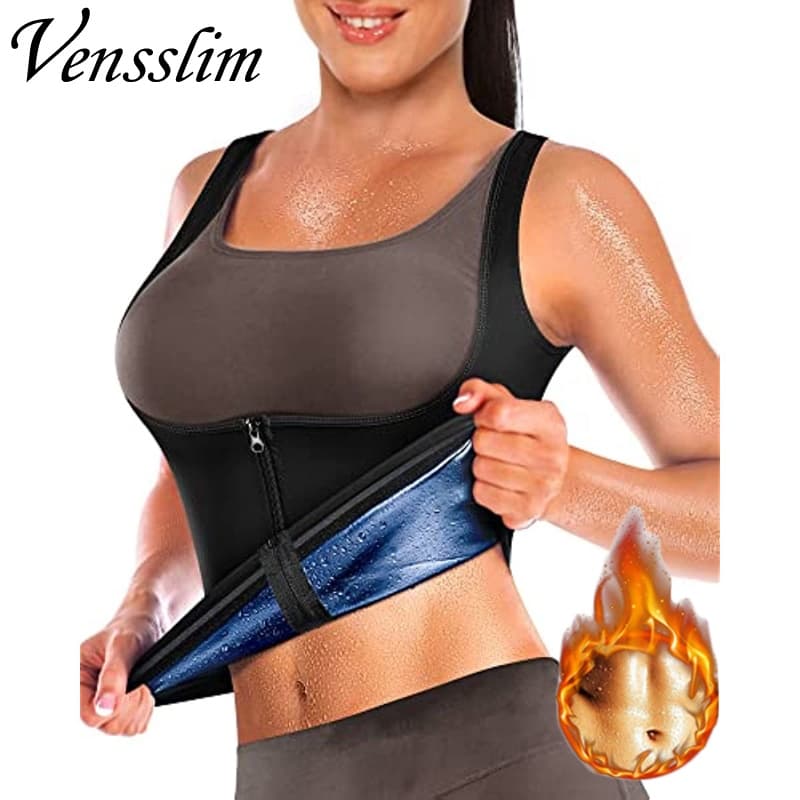 Venslim Sauna Colete Para Mulheres Perda De Peso Emagrecimento Suor Zíper Push Up Corpo Shaper Treino Cintura Trainer Es