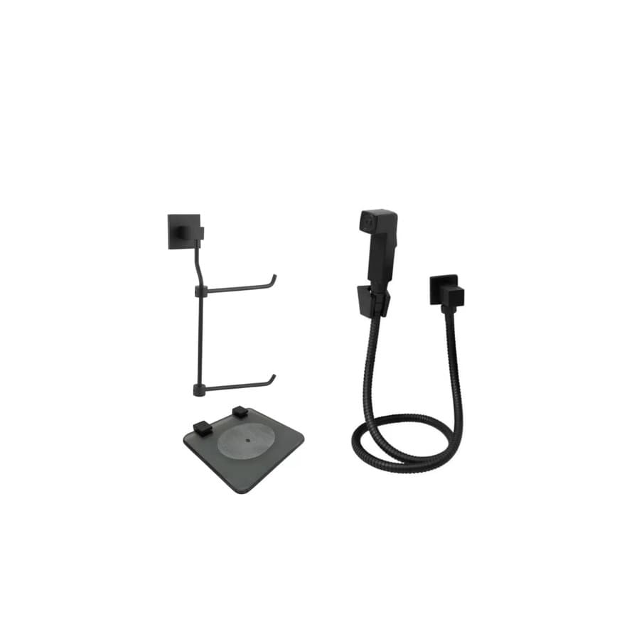 Kit Acessórios para Banheiro Quadrado Preto Fosco 3 Peças