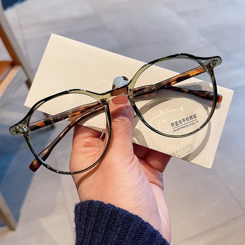Moda TR90 Moldura De Óculos Redondos Mulher Rebites Retro Decoração Clear Anti-blue Light Eyewear Homens Óptica