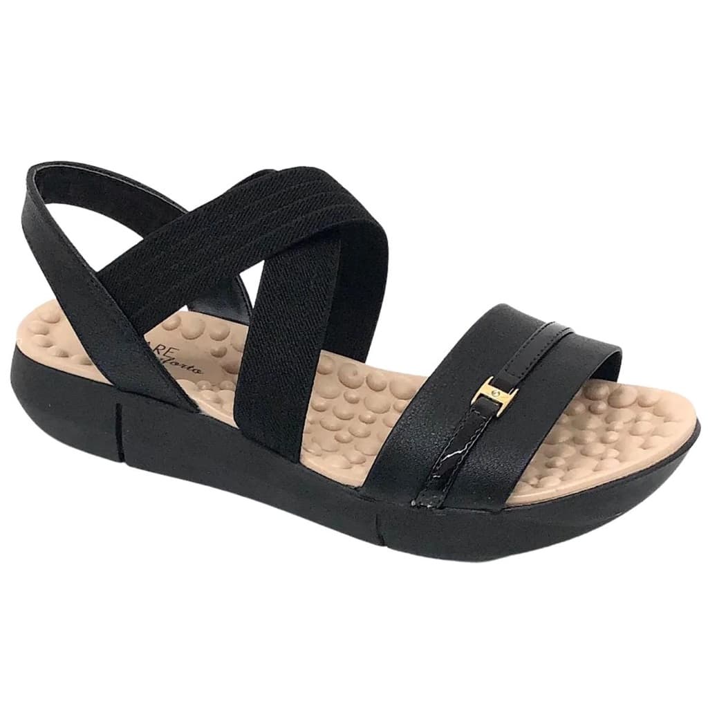 Sandália Feminina Modare Ultra Confort Anatômica 7142-102 Preto Calce Fácil