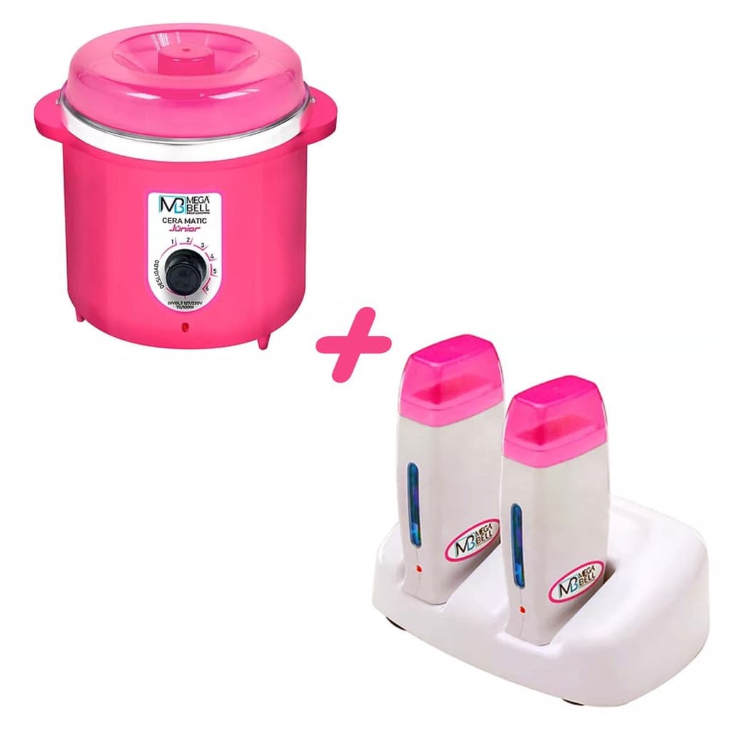 Kit Termocera 400g Pink  + Base Dupla + 2 Roll On Rosa