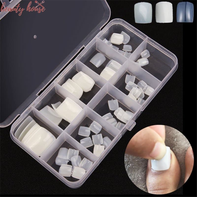 Conjunto De 100 Peças De Unhas Artificiais , Cores Brancas Para Gel UV , Manicure , Salões , 10 Tamanhos , Falsas Acríli
