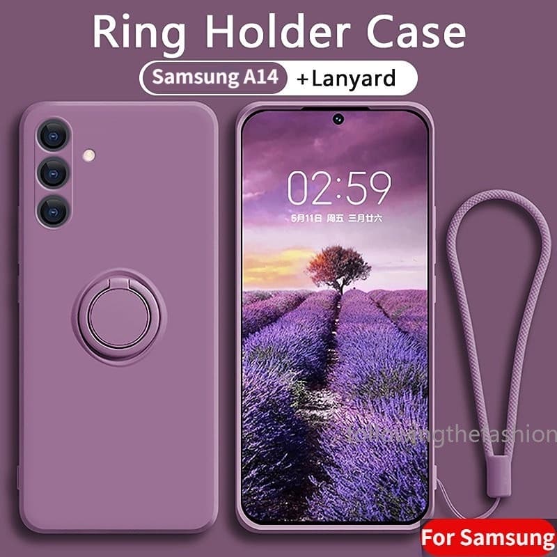 Para Samsung Galaxy A14 5G A34 A54 Candy Soft Silicone Velvet Capa Do Telefone Traseira Magnética À Prova De Choque Com Suporte De Anéis Caixa De Proteção Da Corrente Anti Impacto Choque Capinha Case Cover