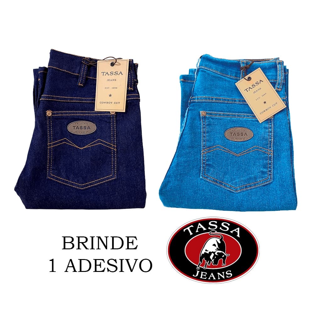 Kit 2 Calças Jeans Tassa Masculina Cowboy Cut Algodão com Elastano e Adesivo