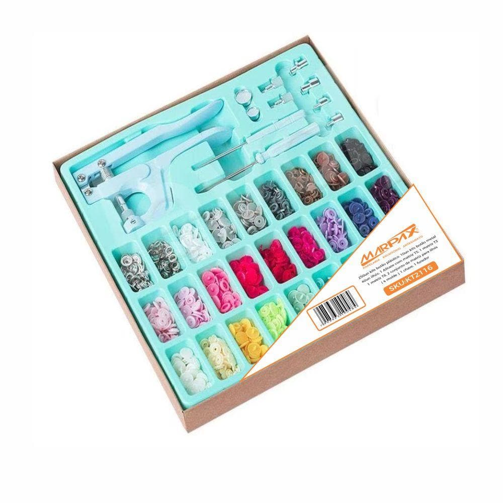 Kit Alicate de Pressão Verde + 260 botões + 40 Ilhós