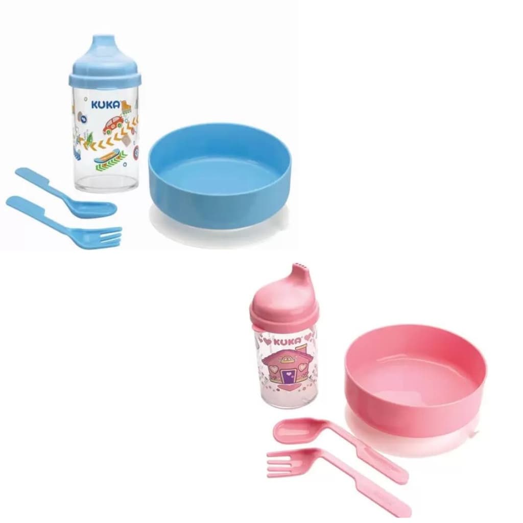 Kit Refeição Infantil Kuka com Ventosa: Prato, Copo e Talheres
