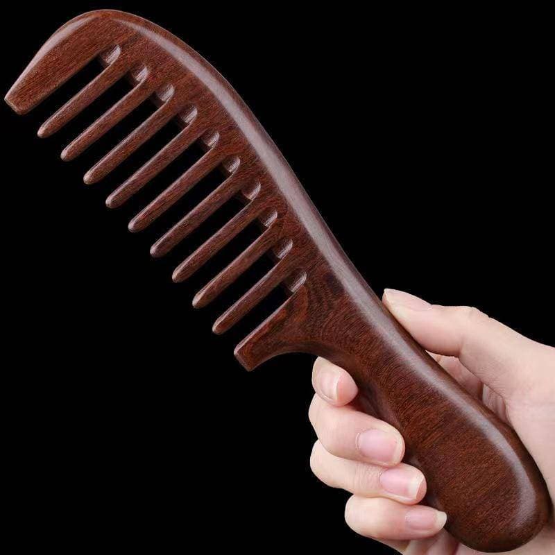 Pente De Cabelo De Madeira Com Cabo Ergonômico , Sândalo Dourado Natural Massagem Antiestático Anti-Emaranhado Para Uso