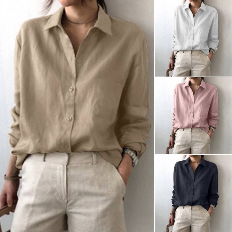 Camisa de cor sólida feminina retrô de 2022 europeu e americano, roupas de outono transfronteiriças, novas roupas femininas de alta qualidade, leve e maduro, blusa chique