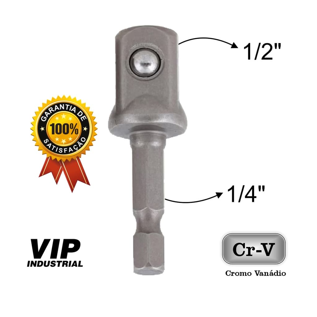 Adaptador para soquete 1/4 x 1/2 longo Parafusadeira VIP 901005