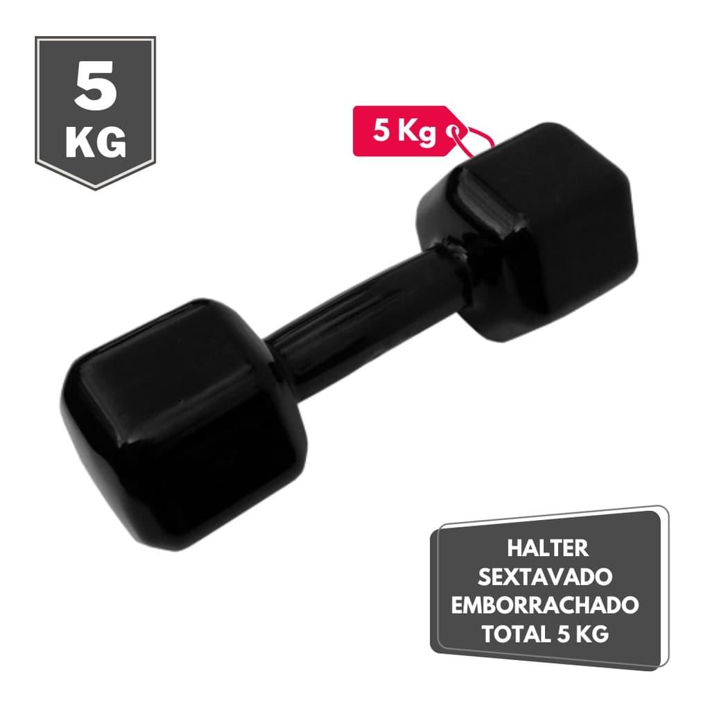 Halter Sextavado Emborrachado 5 Kg