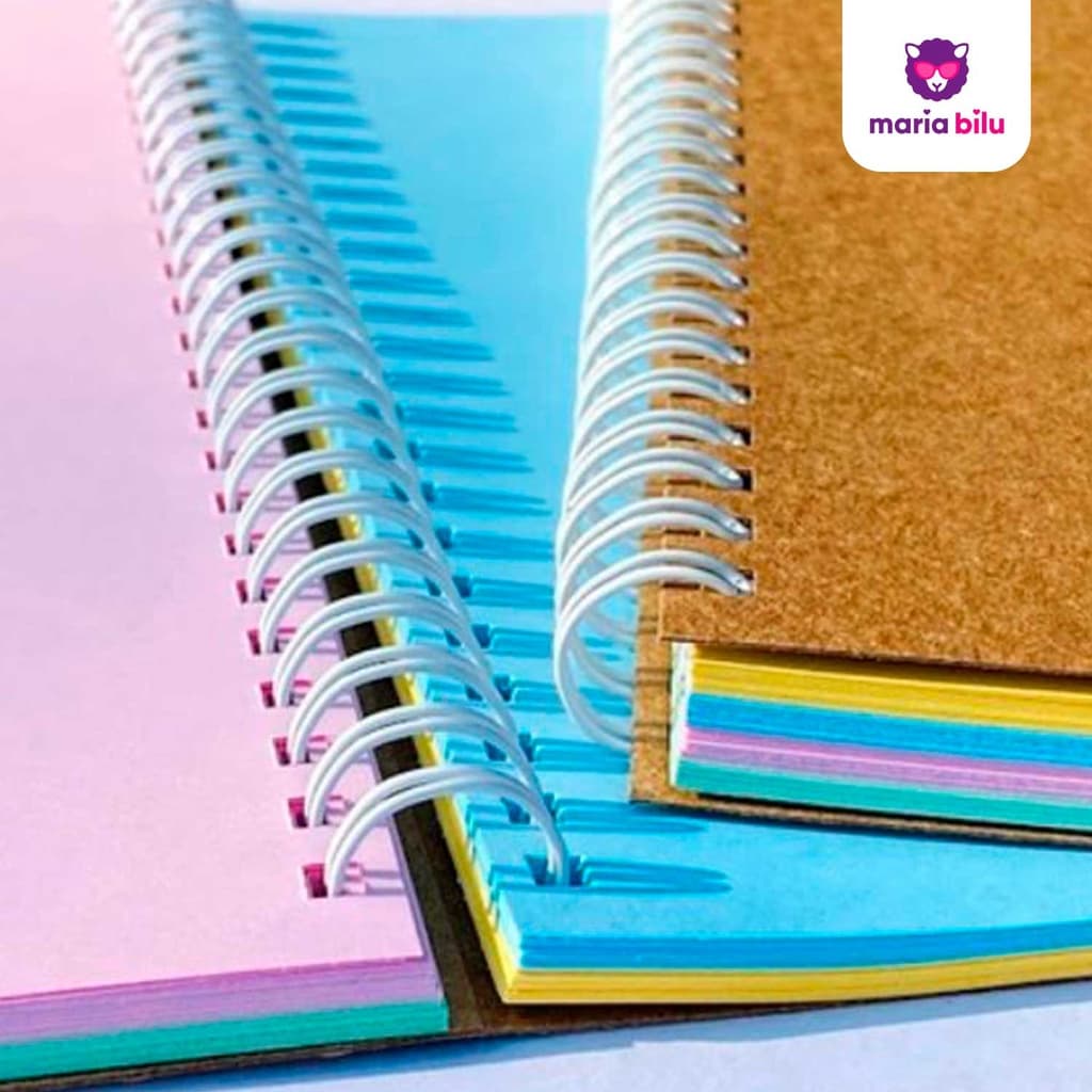 Caderno Colors Kraft - Caderno Colorido Anotações, Escolar, Fofo, Divertido, Menina