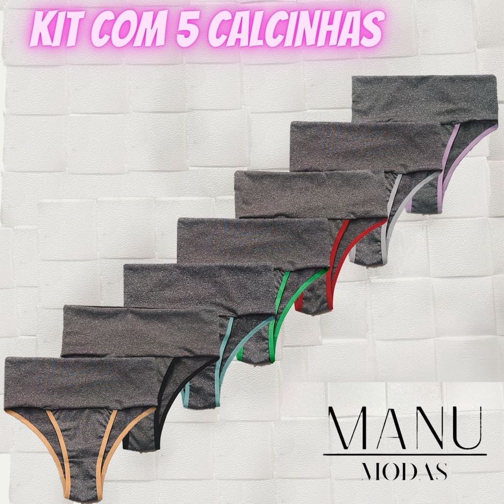 5 Calcinhas Cós  Alto Calcinha Modeladora Cos Alto