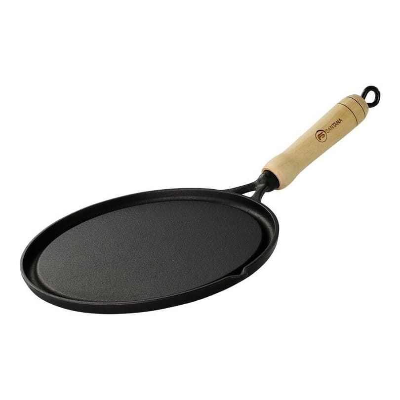 Chapa Bifeteira de Ferro Fundido Redonda Lisa Petisqueira para Servir Porcao 22 cm Santana