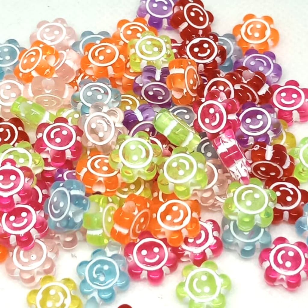 Miçangas entremeio Florzinha Smile / Flor sorriso/ Carinha feliz - 25 ou 50 unidades