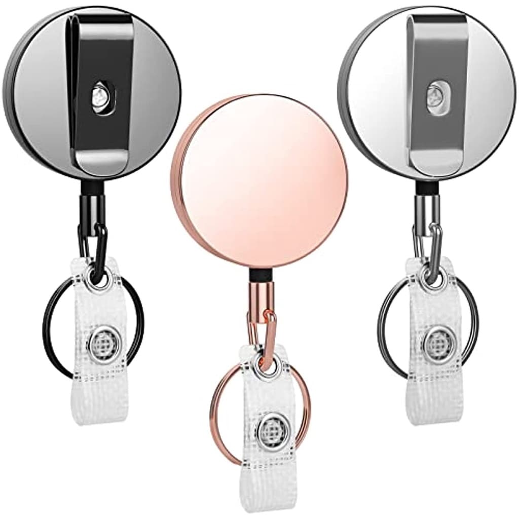 4CM Porta Crachás Para De Serviço Pesado Retrátil , Metálico Identificação Com-Chaves Clipe De