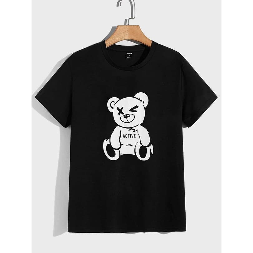 Camiseta Masculina Algodão 30.1 Estampada Camisa Masculina Urso