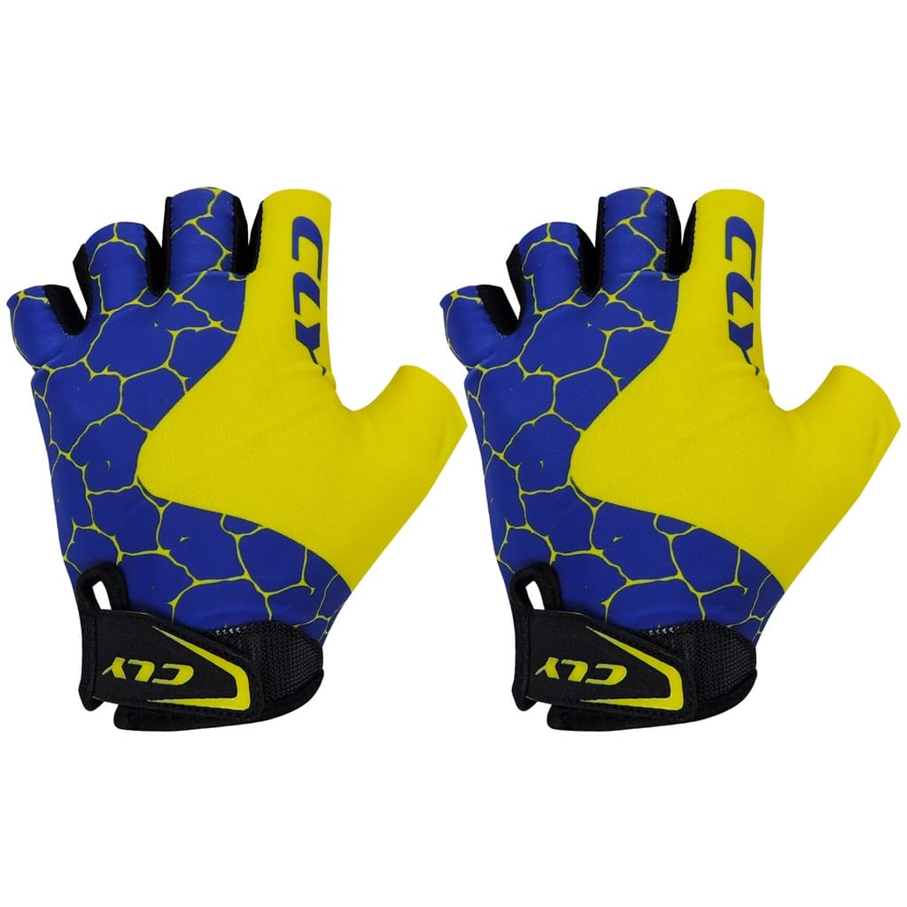 Luva Ciclismo Cly Meio Dedo Sport 7 Azul/amarelo