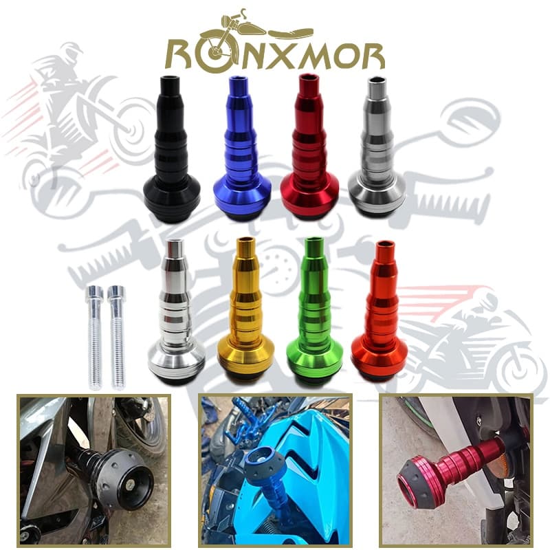 RONXMOR 1pc/2 Pçs Universal Motocicleta 10mm Quadro Slider M10 Protetores De Queda De Escape Moto Anti-Barra De Vara Do