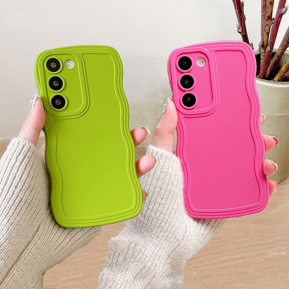 Luxo Ondulado Borda Caso Para Samsung Galaxy S24 S25 S23 S22 Ultra S21 FE Plus Doce Cor Capa Macia
