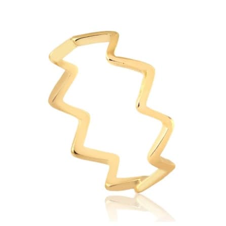 Anel zig-zag banhado a ouro 18K