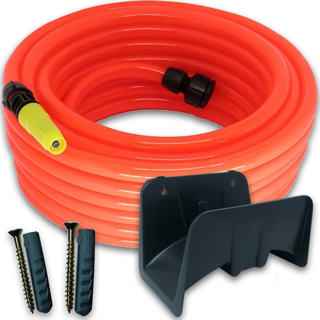 Kit Completo de Mangueira de Jardim Siliconada com Suporte, Esguicho, União e Fixação 30 m