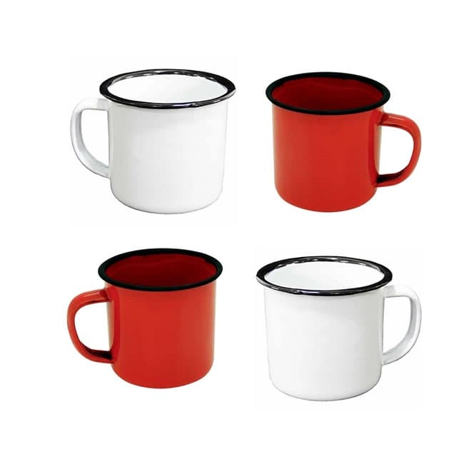 KIT C/ 4 CANECA ESMALTADA DIVERSAS CORES CAFÉ ROÇA FAZENDA