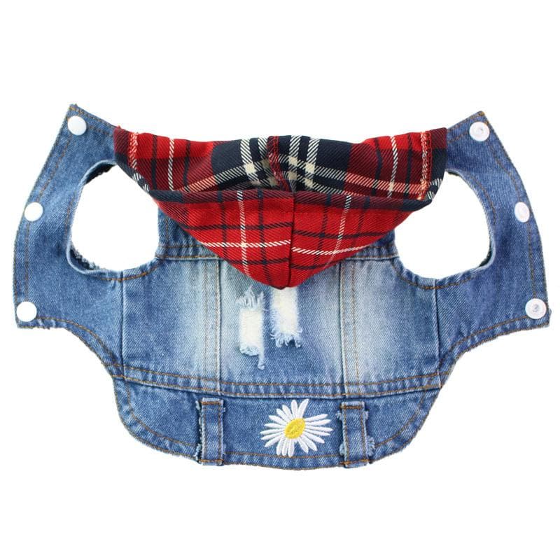 Acessórios para Cães: Colete de Jeans Macio Daisy com Chapéu, Roupa de Cowboy para Filhotes, Fantasia de Moda para Cães,