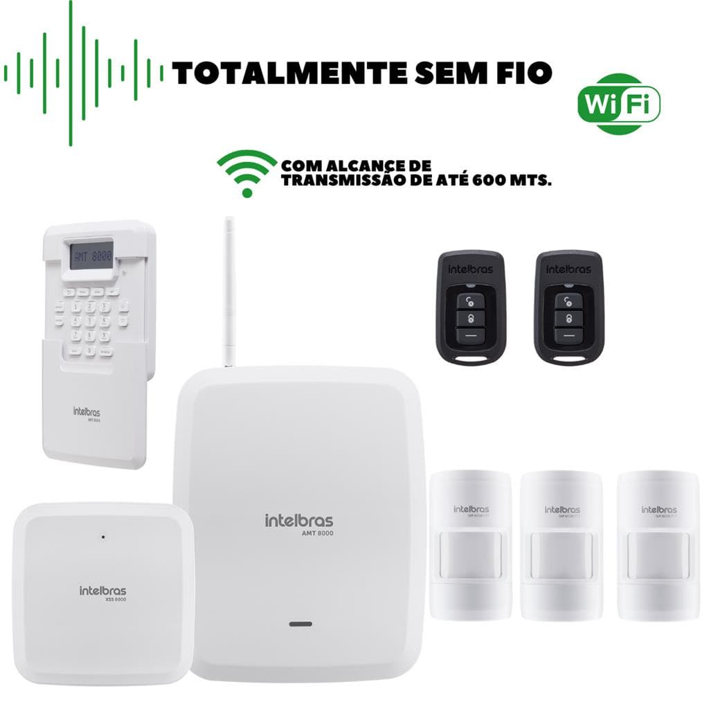 Kit Alarme Intelbras Sem Fio | 3 Sensores de Movimento | Controle pelo Celular | Sirene + Teclado
