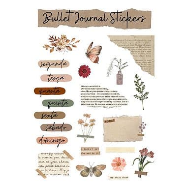 Cartela de Adesivos Bullet Journal Grafitte