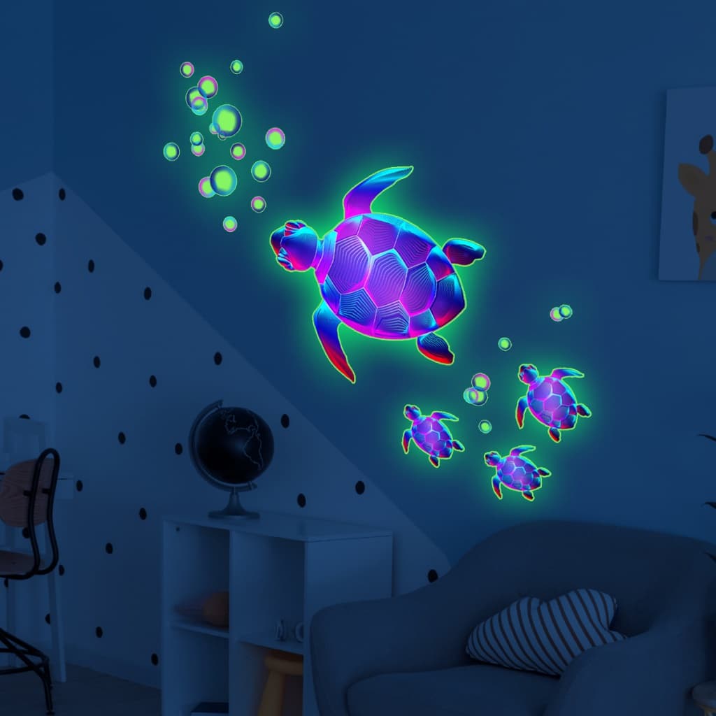 Tartaruga Marinha Luminosa Autocolantes de Parede Decoração de Sala de Estar Autocolantes de Parede