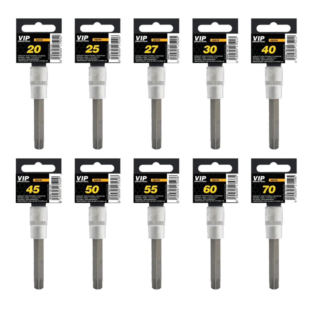 Soquete pito Torx trok Longo Avulso t20 t25 t30 t40 t45 t50 t55 t60 t70 VIP Industrial