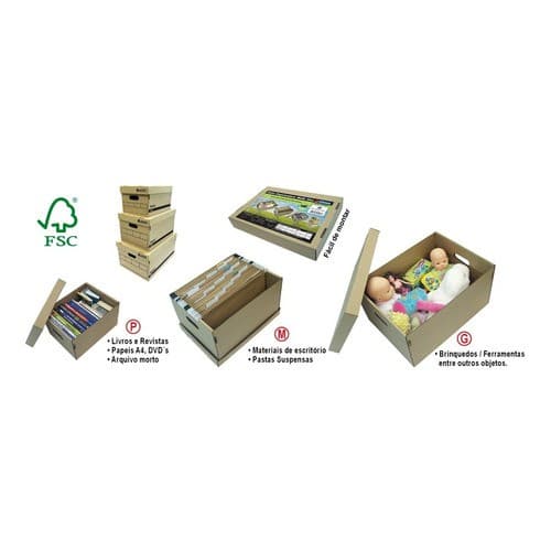 Caixa Organizadora Papelão , arquivo morto, brinquedos -  38 X 29,5 X 24,5 Kit com 2 Unidades