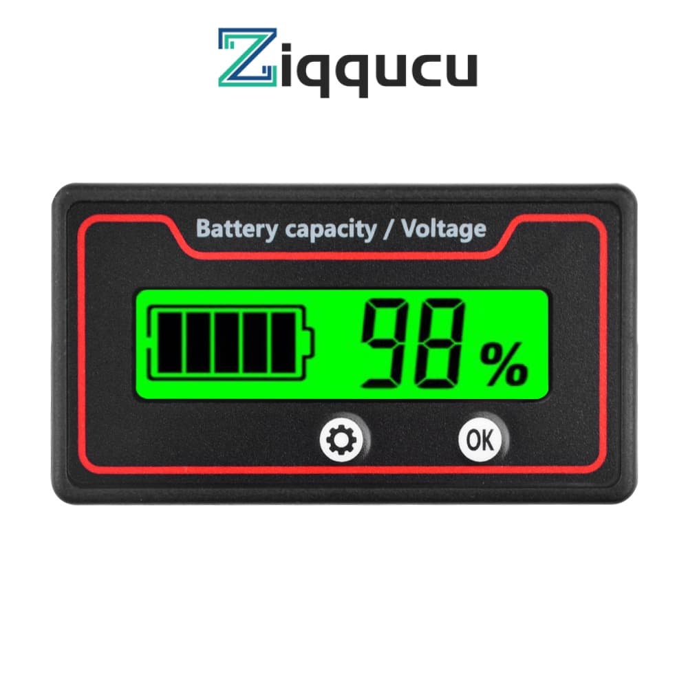 Monitor De Capacidade Da Bateria ZIQQUCU 9-120v Medidor De 12v 24v 48v Indicador De Tensão De Porcentagem De Energia Para Vida Doméstica