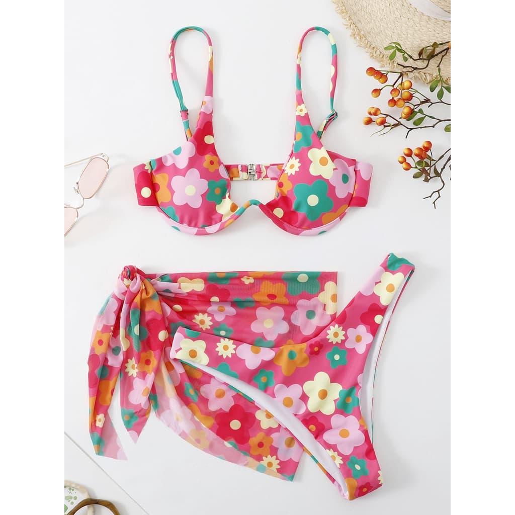 Novo Fato De Banho Split Slim-Fit Impresso Feminino Três .