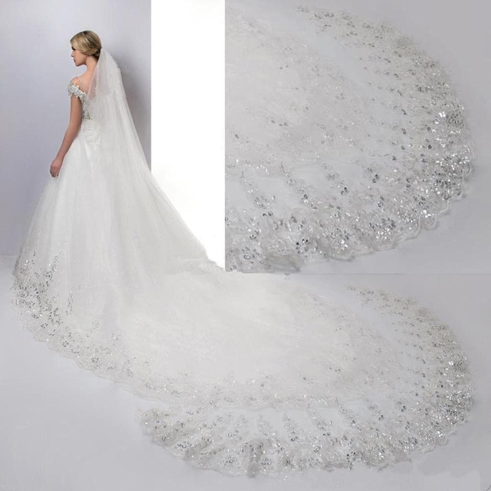 3m/4m/5m Véu Longo Nupcial Acessórios De Casamento Fotografia Com Penteado De