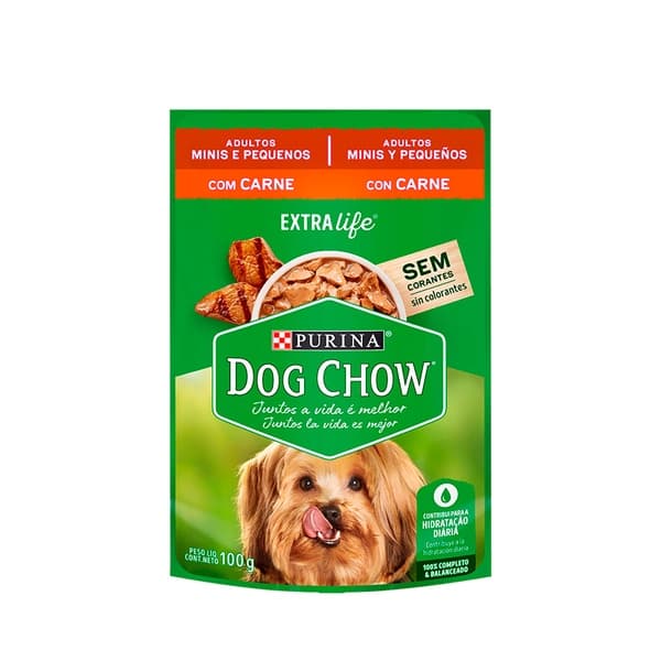DOG CHOW SACHÊ ADULTOS MINI E PEQUENO CARNE 100G
