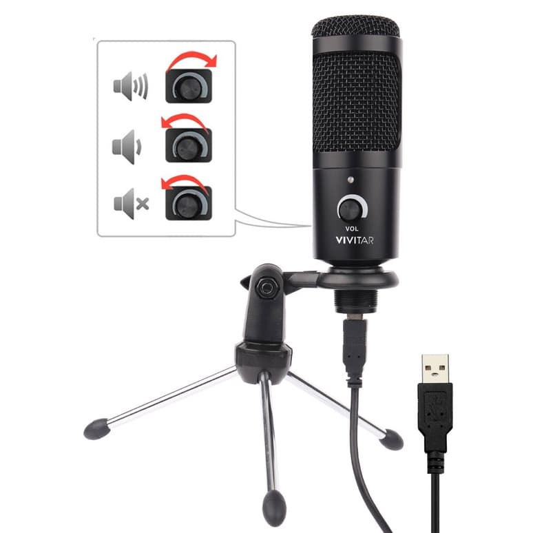 Microfone Condensador USB para estúdio de Som, PC, MAC e PS4 - vivitar