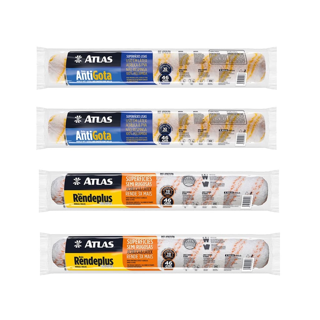 Kit Atlas pintura 46cm 2 Rolos Antigotas  2 Rolos Rendeplus