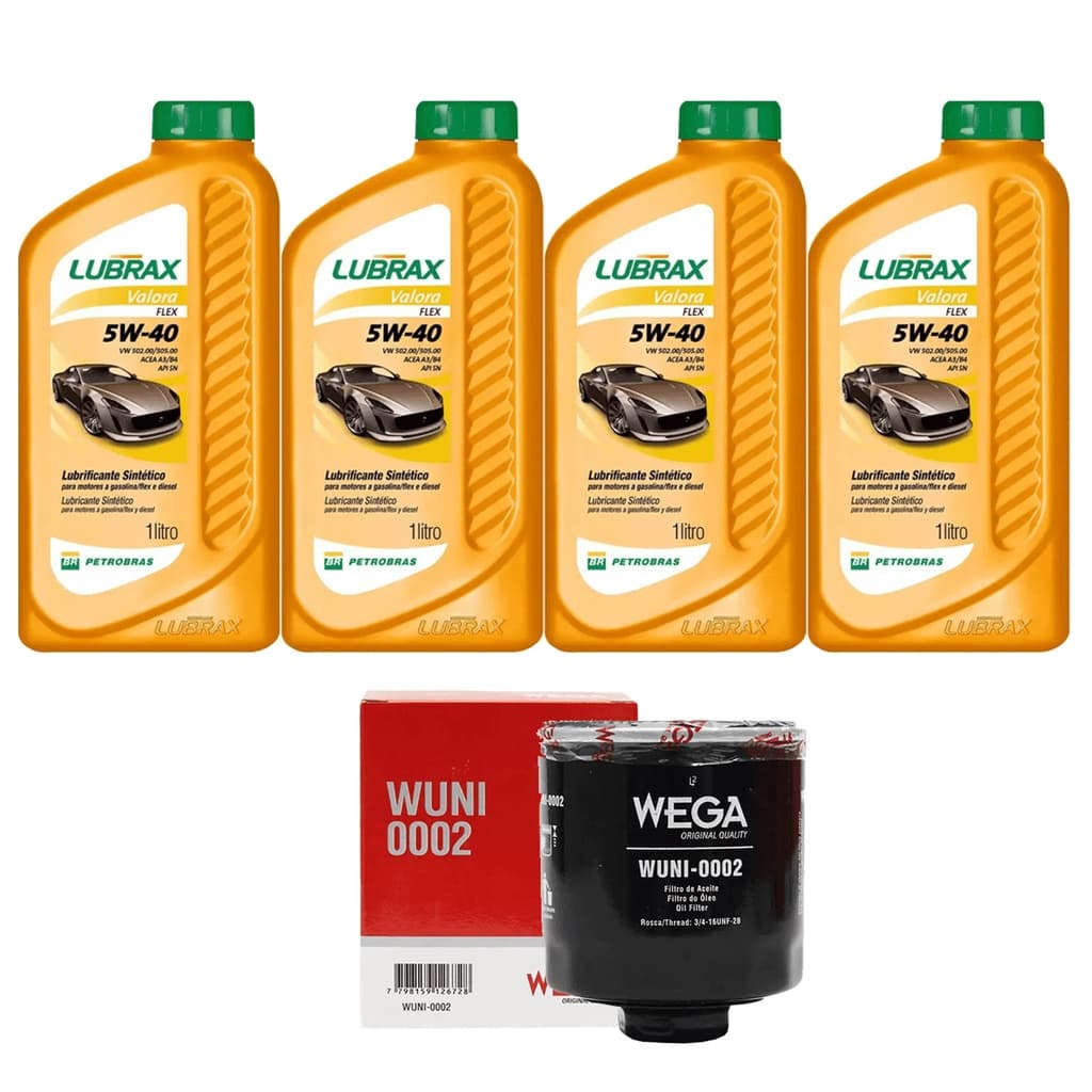 4 Lts Óleo Lubrax Valora 5w40 + Filtro Óleo Gol Fox 502 00