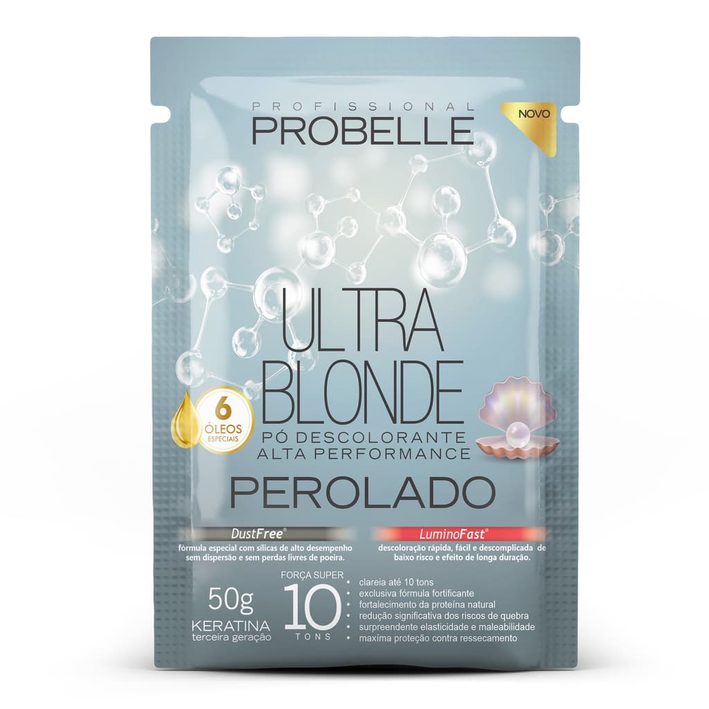 Kit 6 Sachês pó descolorante Perolado 50G.Probelle