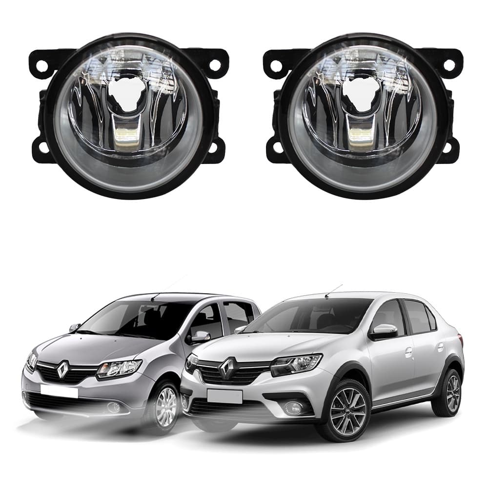 Farol de Milha Logan Sandero 2014 a 2023 Par Farol Auxiliar de Carro Lente Vidro Neblina Automotivo