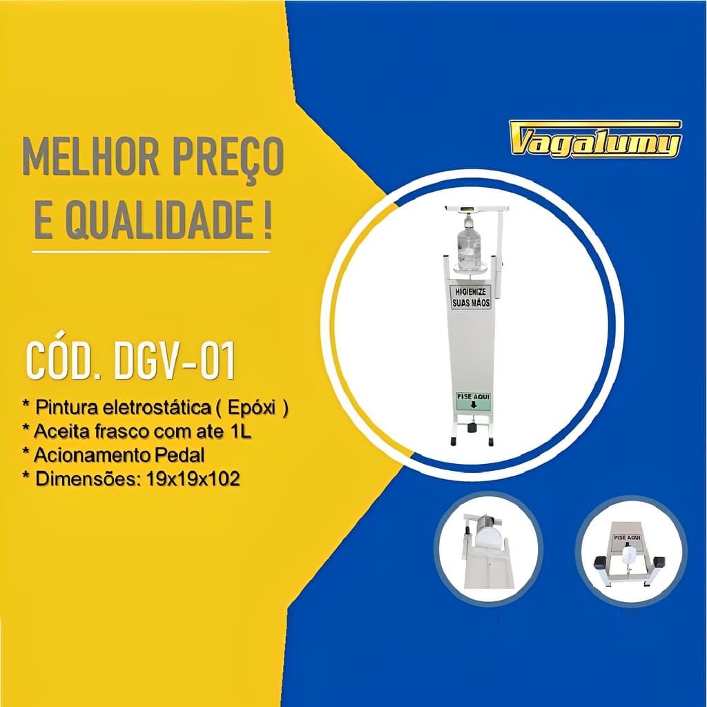 Dispenser Higiênico para Álcool Gel com acionamento no pedal