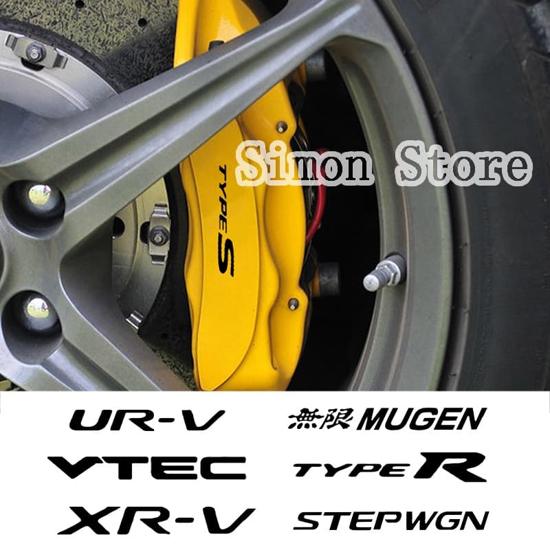 6 Pçs Adesivo De Freio Do Carro Pinça Decalque Para Honda Typer UR-V Stream Vezel Mugen Auto Roda Decoração Emblema Deca