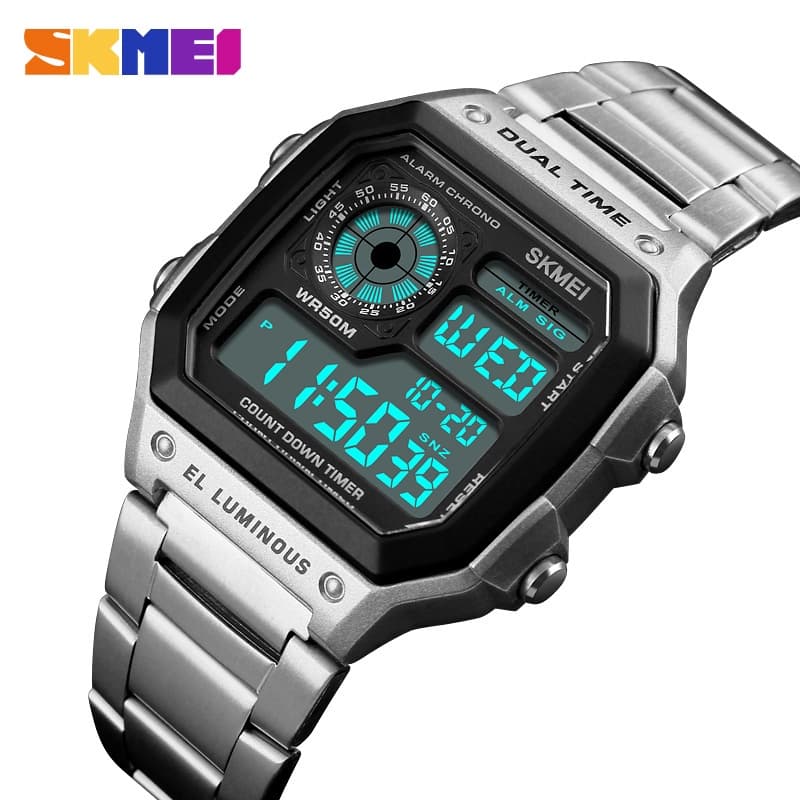 SKMEI 1335 Relógios De Presente Requintados Digitais Para Homens 2 Pulso Cronômetro De Tempo Moda Relógio Esportivo Masculino Retro reloj hombre