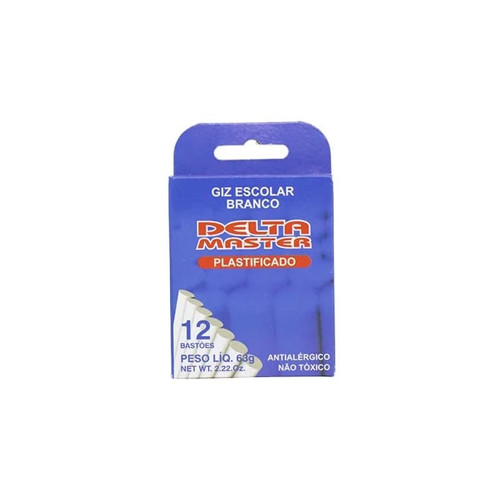 Giz Lousa Escolar Plastificado 12un. Branco Delta Master
