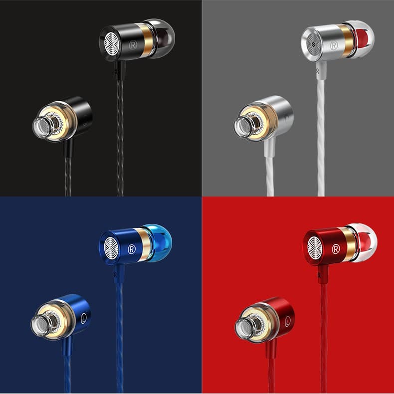 Fone De Ouvido Intra-Auricular De Metal Com Graves Pesados , Som 4D , Tampa , Fio , Redução De Ruído HIFI HD