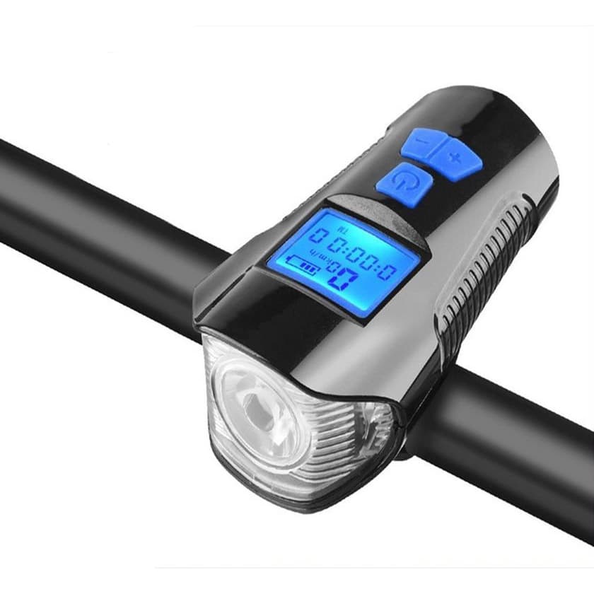 Farol Bike Recarregavel Medidor Bateria Buzina C/ Velocidade