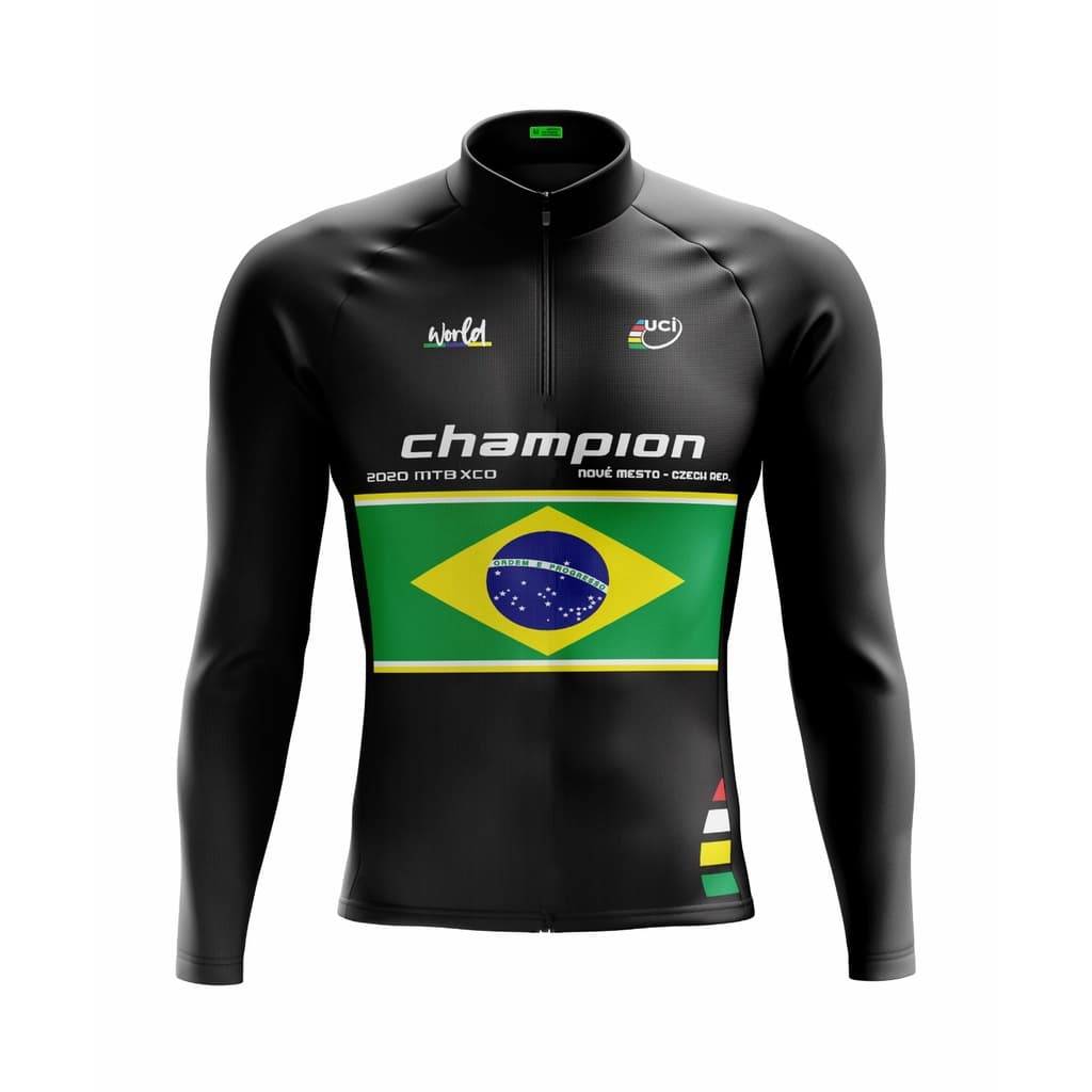 Camisa Camiseta Ciclismo Masculina Brasil Manga Longa Roupa Bike